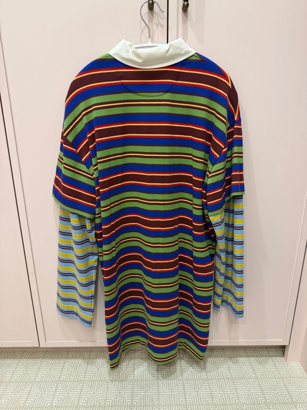 STAUD Multicolor Striped Long Sleeve Dress with White Collar like new never warn - Picture 2 of 3
